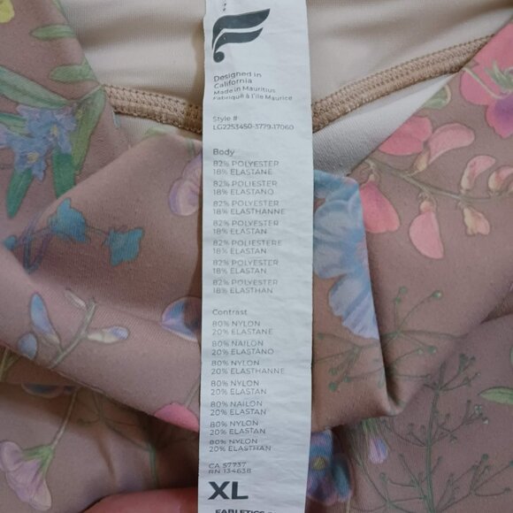Fabletics Pure Luxe Beige Floral High Waist Leggings XL - Picture 8 of 9